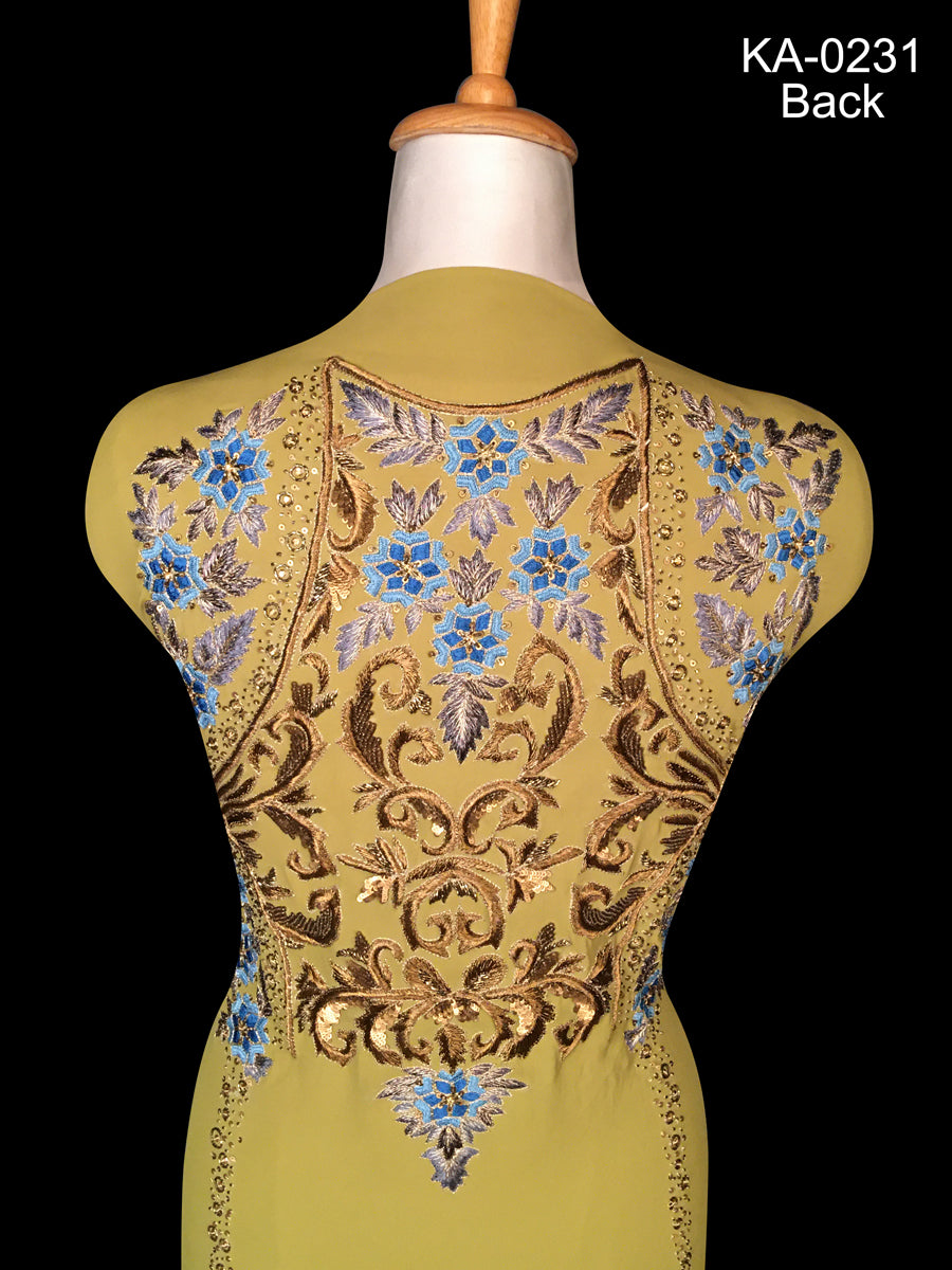 Gorgeous Hand-Embroidered Kaftan Panel Featuring a Stunning Floral Design