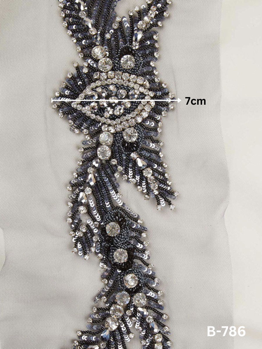 Breathtakingly Beautiful Hand-Beaded Belt with Intricate Indian Paisley Motifs and Sparkling Rhinestones