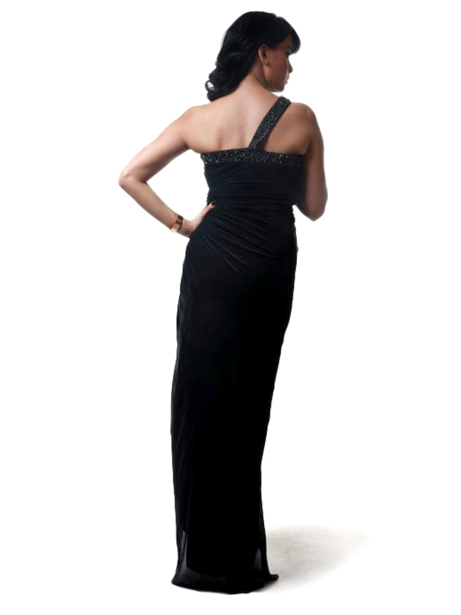 Midnight Enchantment: Black Crepe Embellished Gown for a Glamorous and Captivating Look