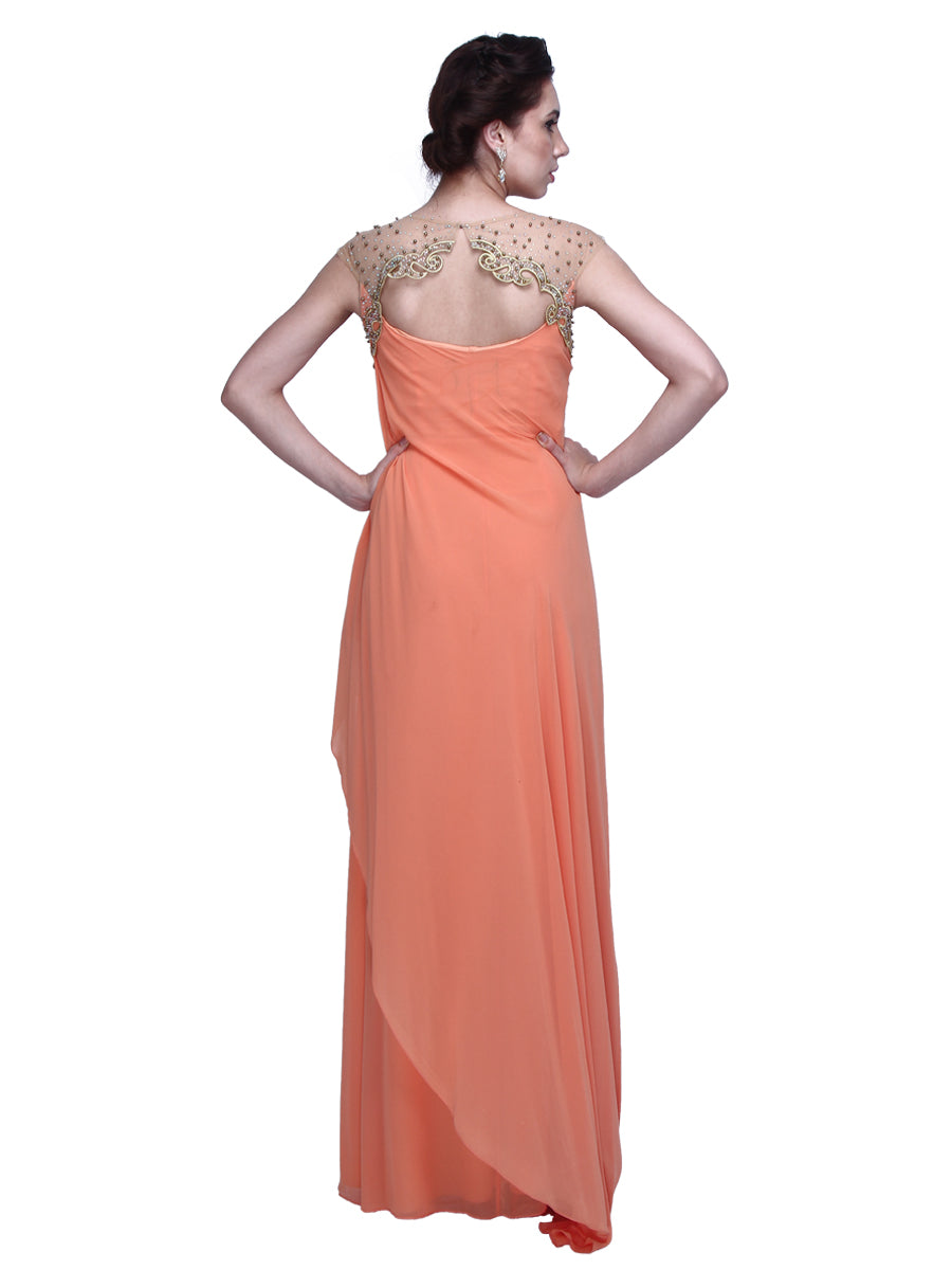 Enchanting Elegance: Chiffon Hand-Embellished Evening Gown for a Dazzling and Ethereal Presence