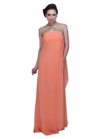 Enchanting Elegance: Chiffon Hand-Embellished Evening Gown for a Dazzling and Ethereal Presence