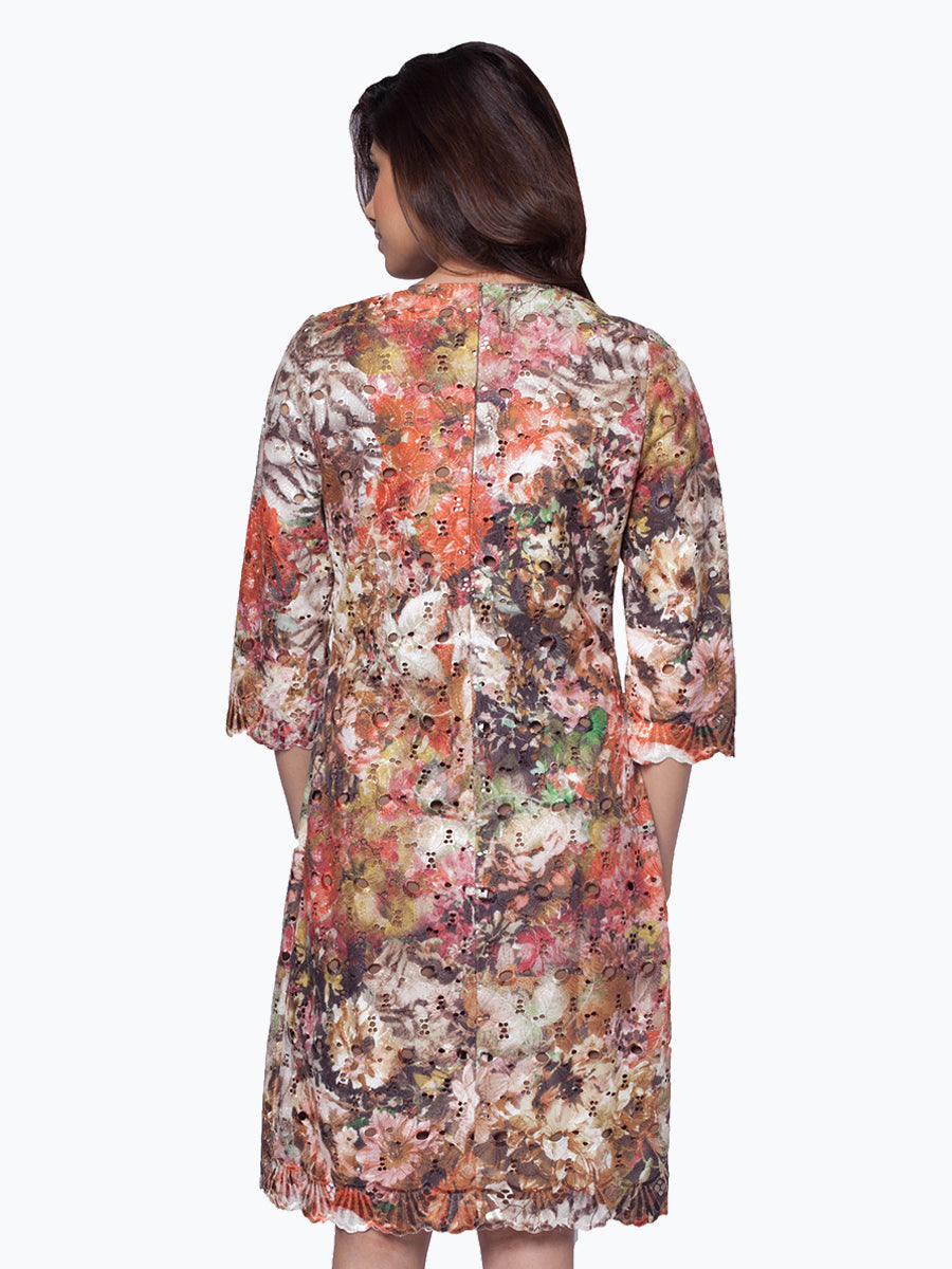 Floral Printed Cutwork Dress