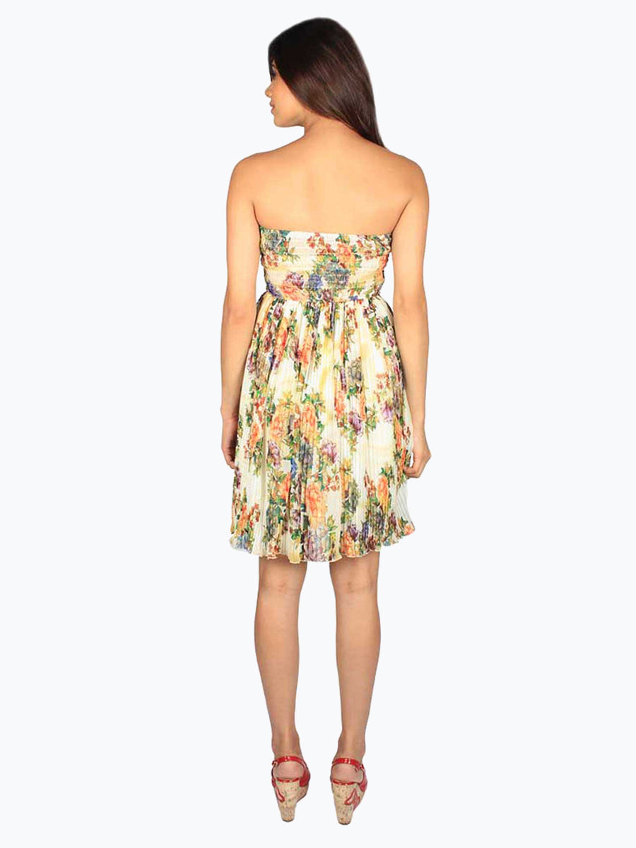 Floral Printed Strapless Sweetheart Dress