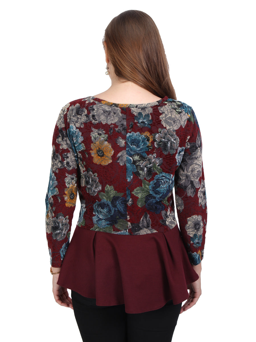 Full Sleeves Printed Peplum Top