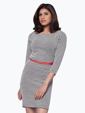 Houndstooth Pattern Dress