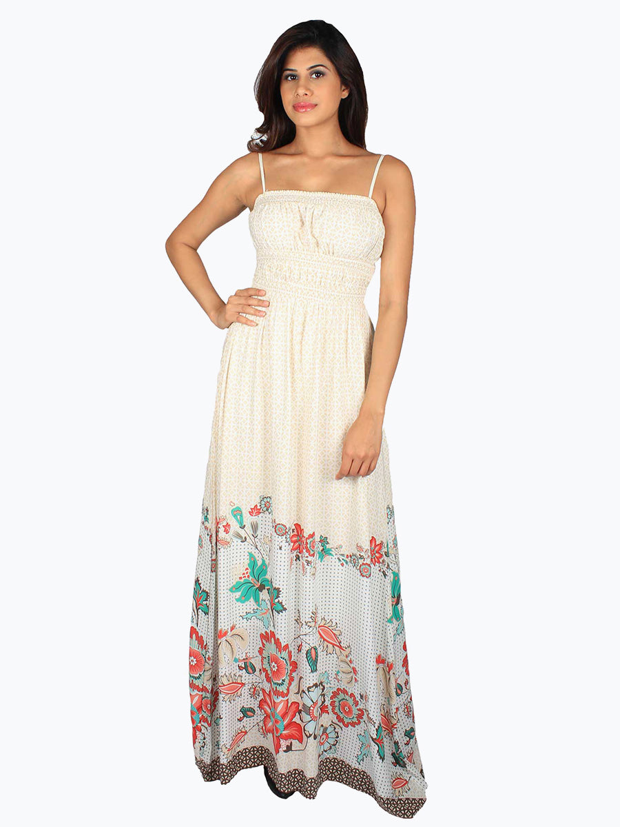 Ivory Floral Printed Maxi Dress