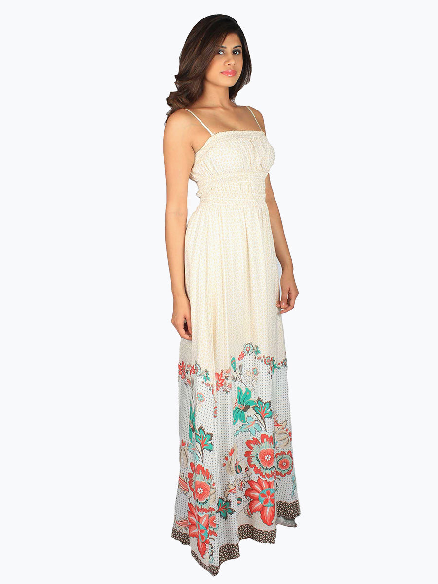 Ivory Floral Printed Maxi Dress