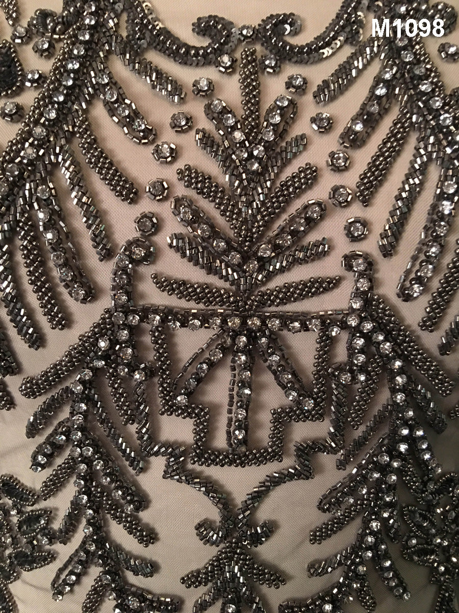 Sleek Sophistication: Hand-Beaded Bustier featuring Exquisite Beads, and Rhinestones in a Contemporary and Chic Pattern