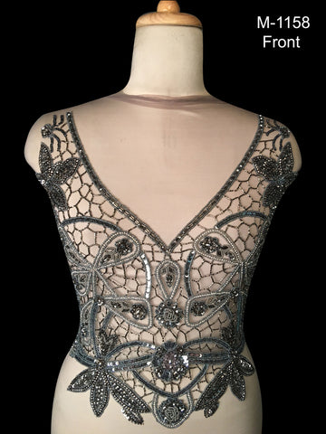 Vintage Opulence Hand Beaded Bustier: Exquisite Beadwork and Sequins Evoking the Glamour of Bygone Eras