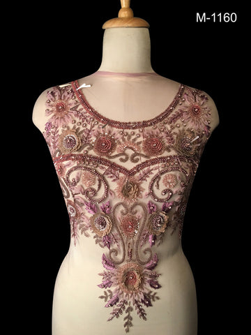 Dazzling Delight: Hand-Beaded Bustier Featuring Beads, Sequins, Threadwork, Pearls and Rhinestones in Floral Pattern