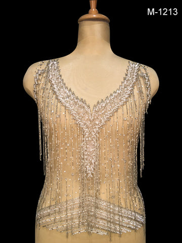 Pearlized Opulence Hand Beaded Bustier - An Exquisite Fusion of Beads, Sequins, Pearls, and Rhinestones in A Contemporary Pattern