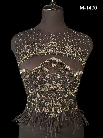 Modern Marvel: Hand-Beaded Bustier Adorned with Intricate Beads, Sequins, and Rhinestones in a Chic and Contemporary Pattern
