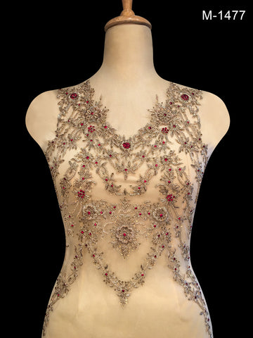 Futuristic Elegance: Hand-Beaded Bustier Embellished with Stunning Beads, Sequins, and Rhinestones in an Ultra-Modern Pattern