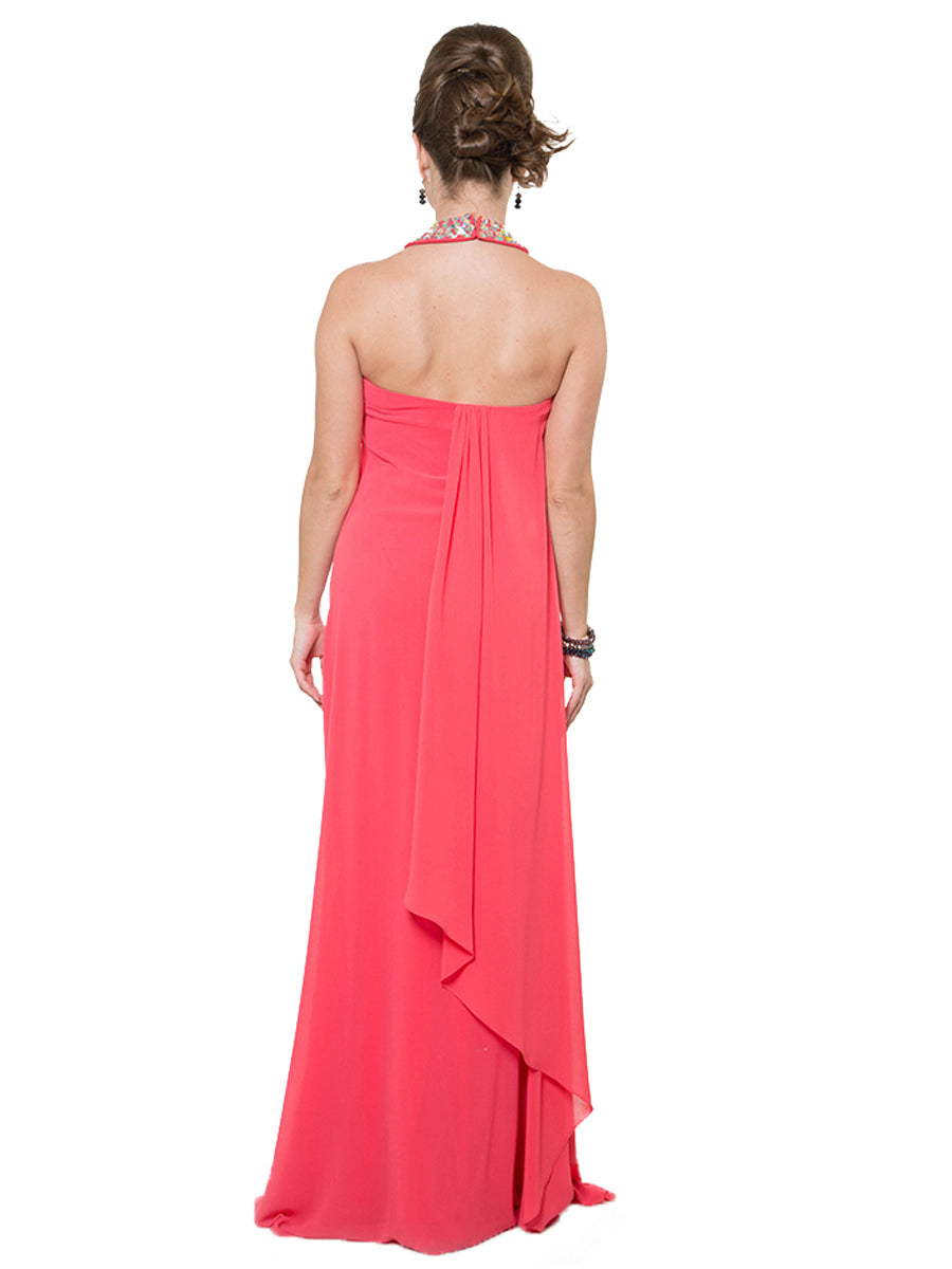 Effortless Sophistication: Overlapped Halter Neck Gown for a Chic and Stylish Statement
