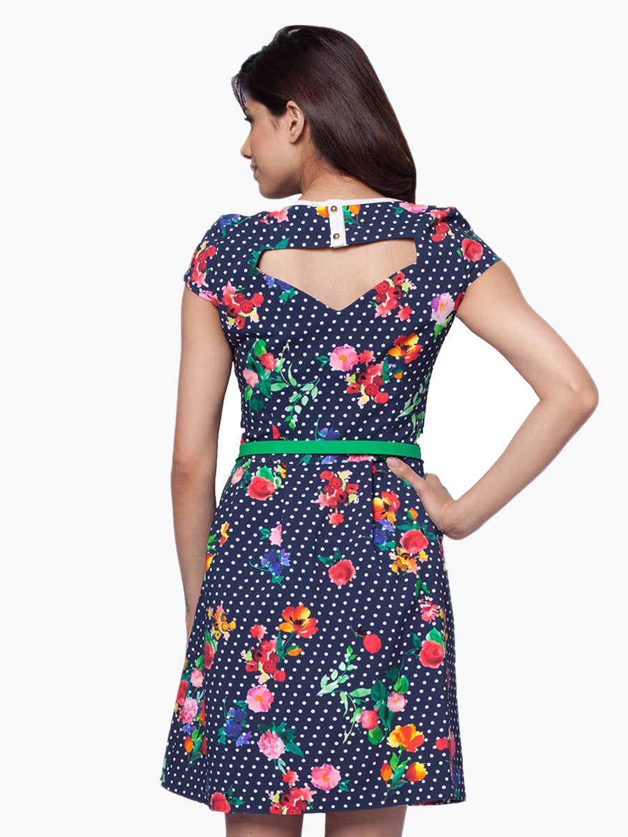 Polka Dot Floral Printed Dress