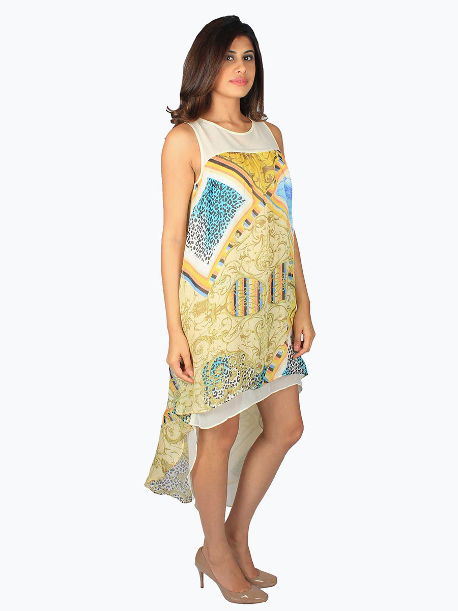 Printed High Low Pattern Dress