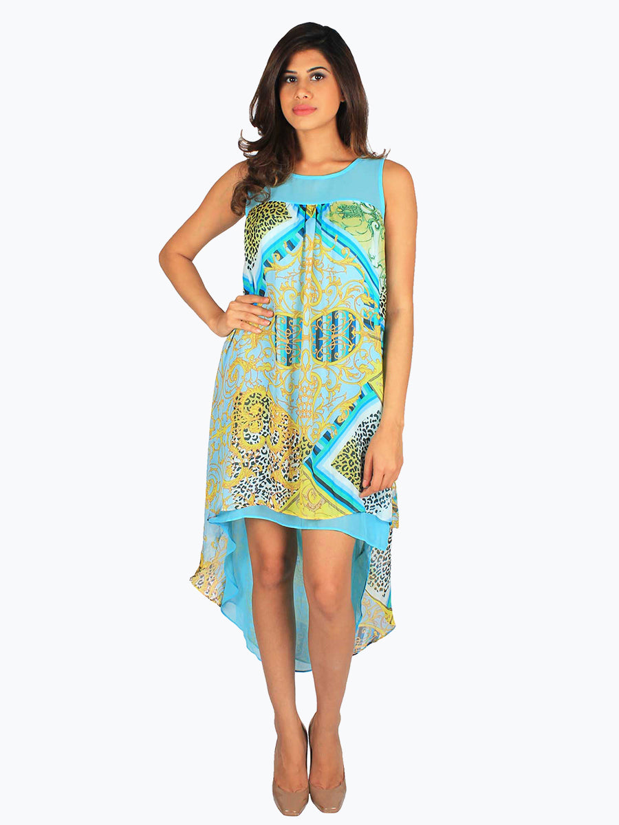 Printed High Low Pattern Dress