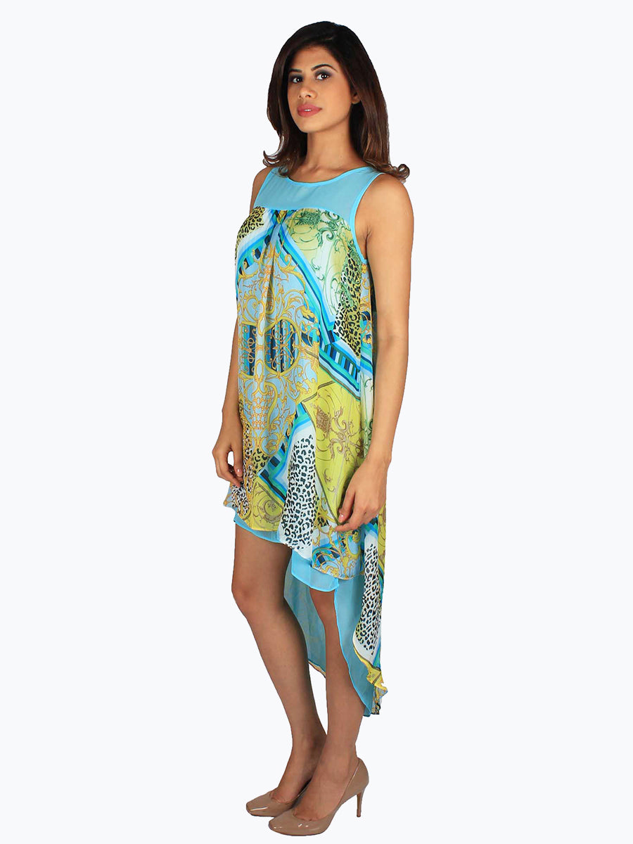 Printed High Low Pattern Dress