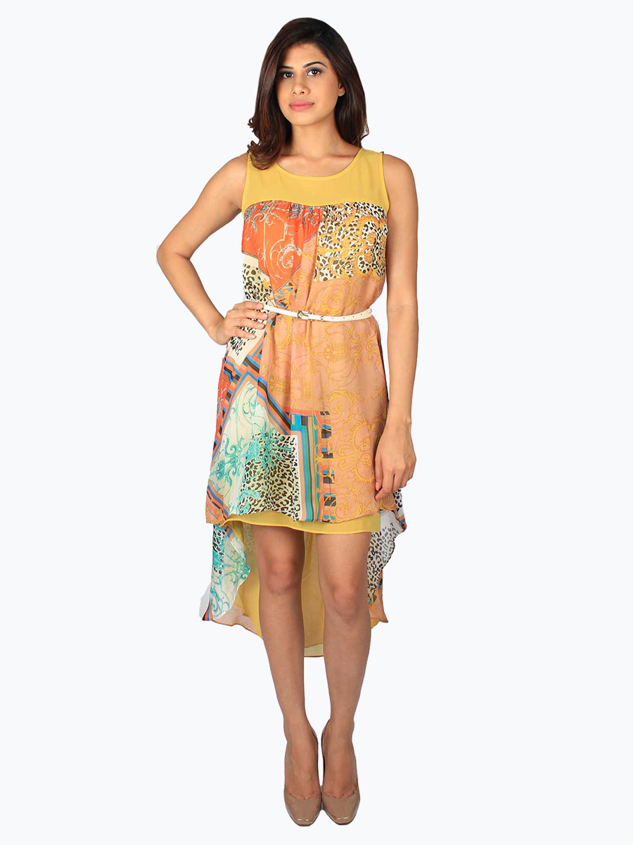 Printed High Low Pattern Dress