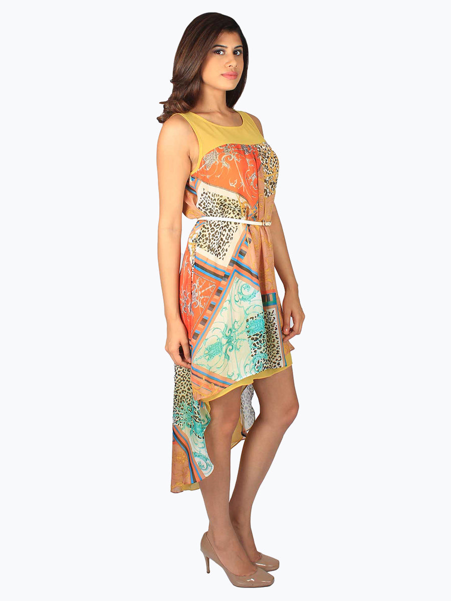 Printed High Low Pattern Dress