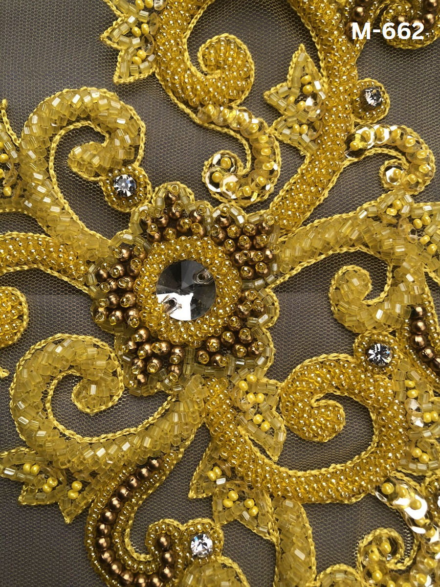 Traditional Indian Intricacy: Handcrafted Beaded Motifs with Delicate Beading, Sparkling Sequins, and Radiant Rhinestones