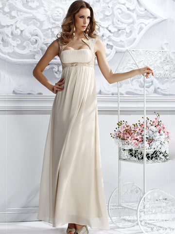 Couture Evening Dress With Hand Beaded Collar Neckline #892