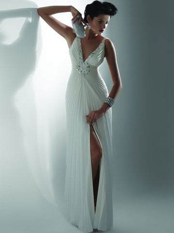 Gorgeous Couture Satin Crepe Pleated Embellished Dress #912
