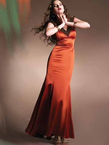 Attractive V-Neckline Couture Dress #924