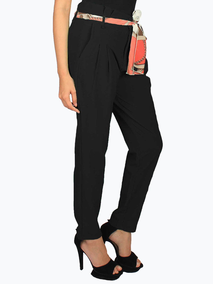 Modern and Playful: Trouser Pants with a Quirky Belt