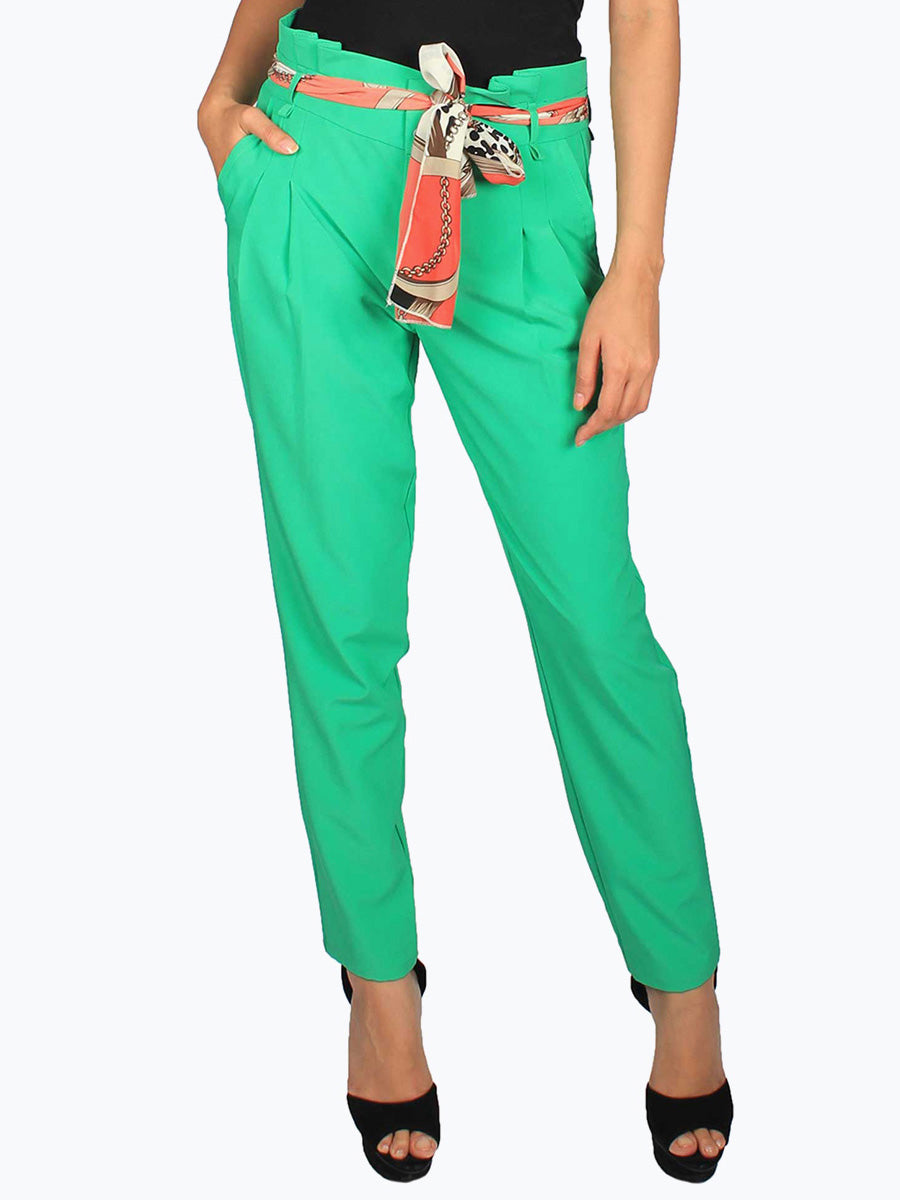 Modern and Playful: Trouser Pants with a Quirky Belt