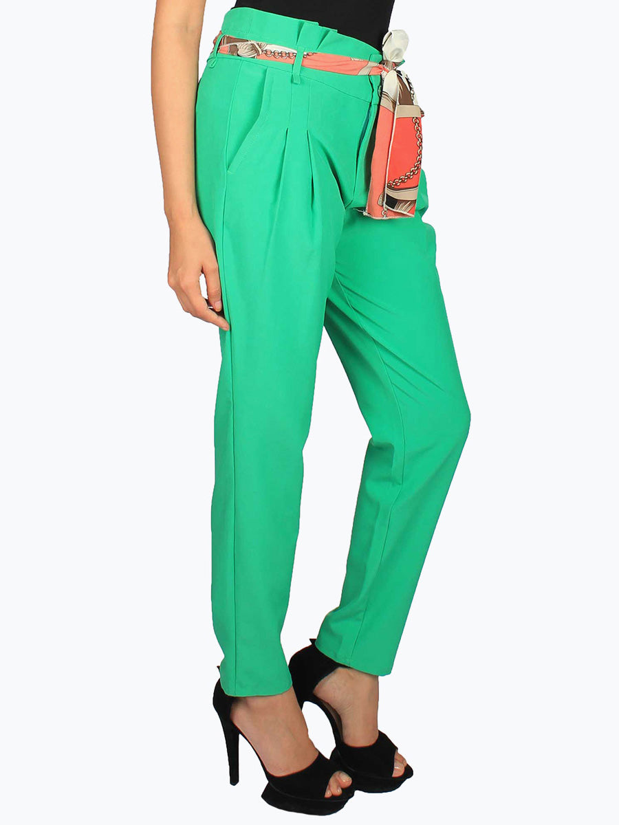 Modern and Playful: Trouser Pants with a Quirky Belt