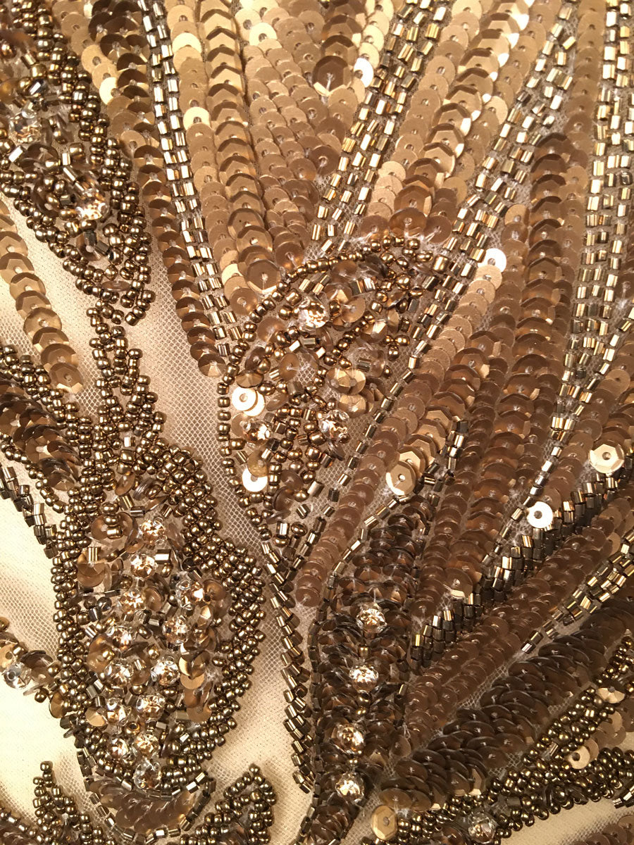 Stunning Hand-Beaded Dress Panel with Geometric Beads and Shimmering S Ash Panjabi Pret Couture Stunning Hand-Beaded Dress Panel with Geometric Beads and Shimmering S Ash Panjabi Pret Couture