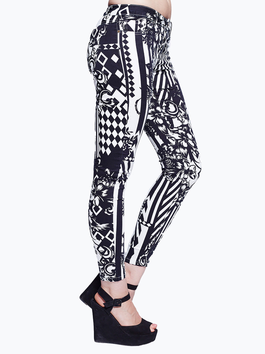 Monochrome Magic: Trendy Black and White Printed Pants 