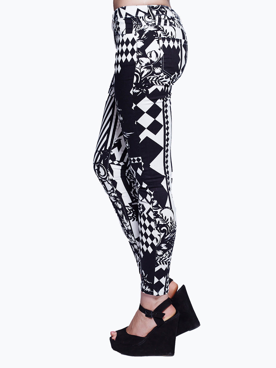 Monochrome Magic: Trendy Black and White Printed Pants 